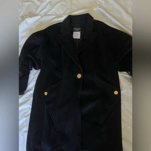CHANEL Boutique 1988 Black Wool Coat